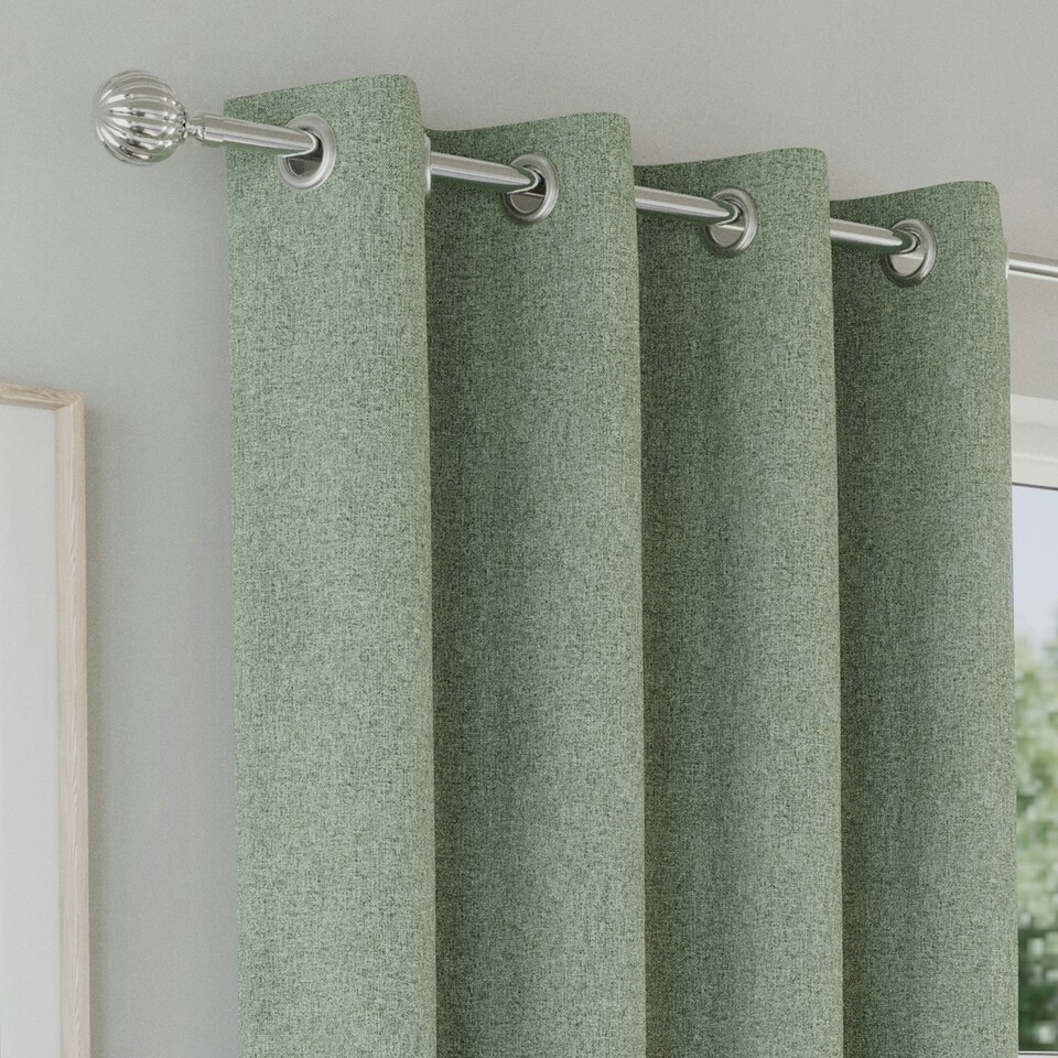 image 1 of Austin Green Blackout Curtains 66 x 90 inch (168 x 229 cm) 100% Blackout Eyelet Thermal Noise Reducing Curtains for Bedroom and Living Room