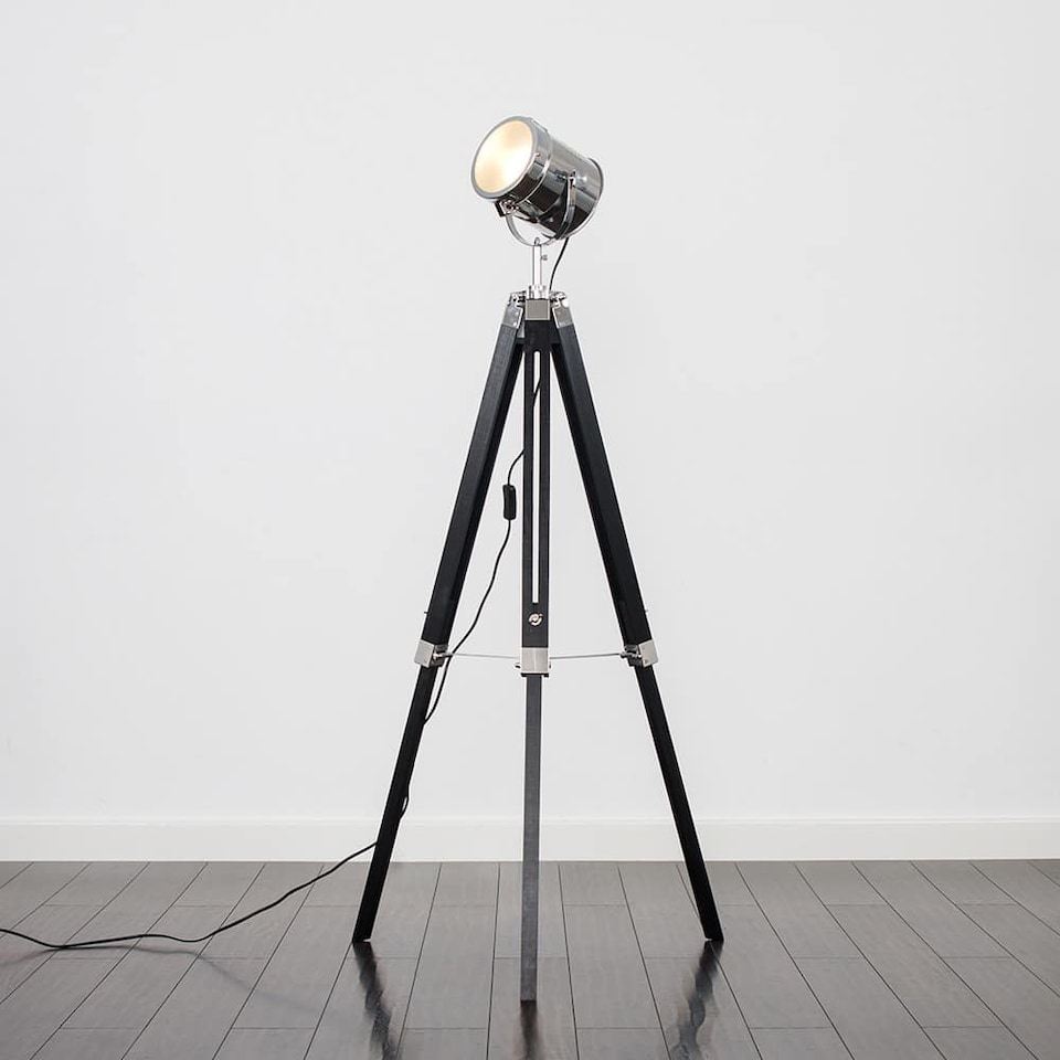 image 1 of ValueLights Starboard Tripod Black Floor Lamp | Black