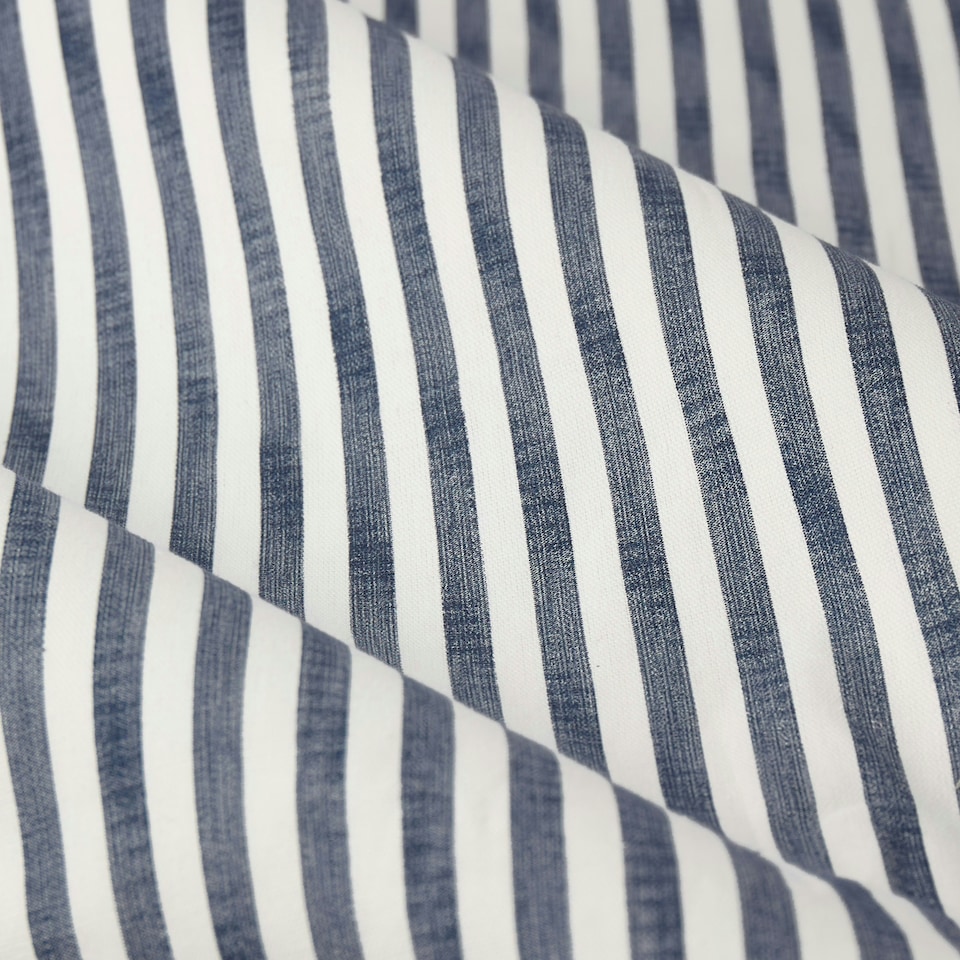 image 1 of Yard Hebden Striped Cotton Navy Eyelet Curtains 117 x 137cm Multi