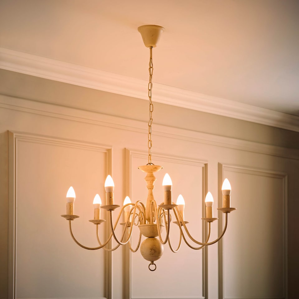 image 1 of ValueLights Gothica 8 Way Distressed Ceiling Light Chandelier & Bulbs | Gold