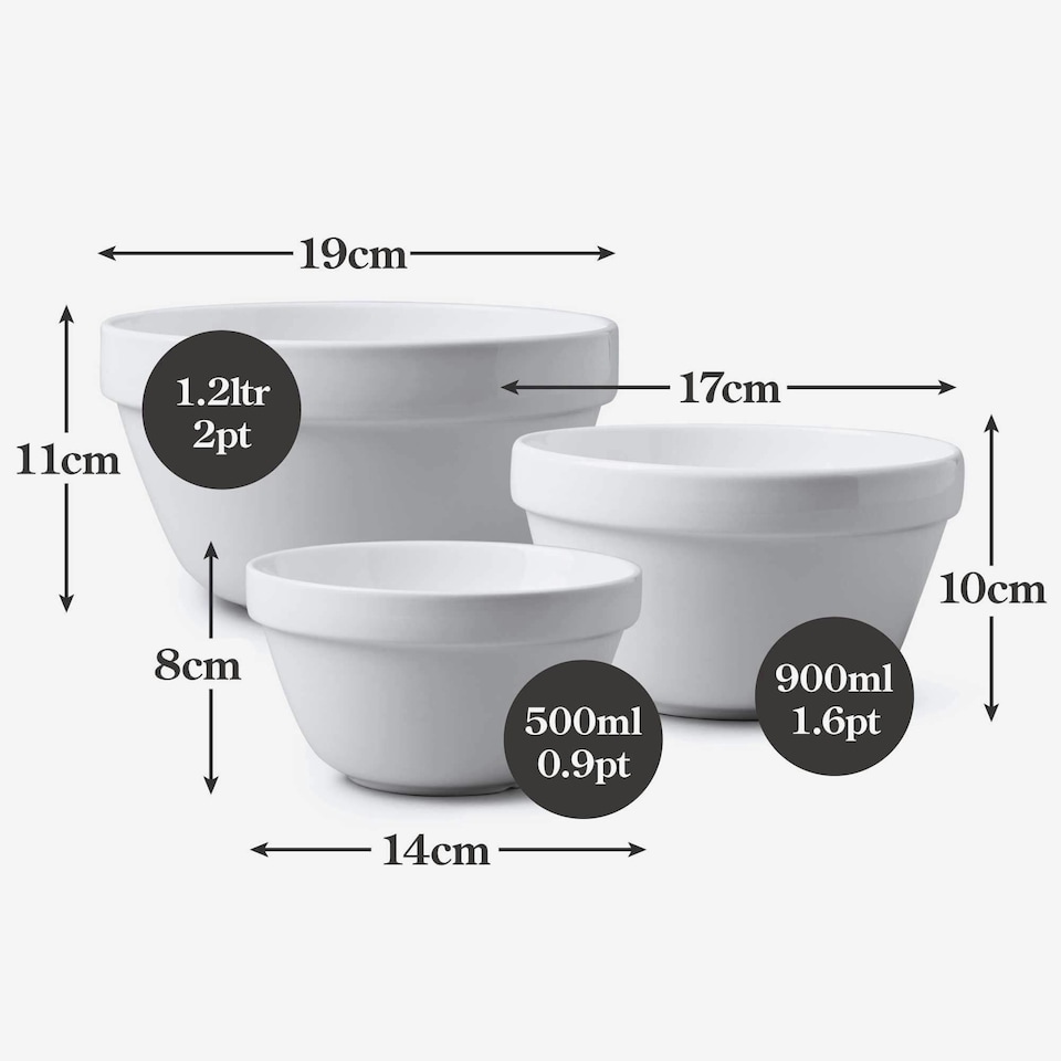 image 1 of Wm Bartleet & Sons Porcelain Pudding Basin, Set of 3 White