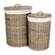 image 1 of Set of 2 Round Rattan Laundry Hamper Basket with White Lining | Brown | Rattan