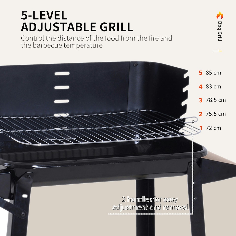 image 1 of Outsunny Charcoal BBQ Grill Trolley Barbecue Patio Outdoor Garden Heating Smoker