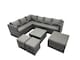 image 1 of Fimous Rattan Garden Furniture Patio Furniture Sets with Corner Sofa Square Coffee Table 3 Footstools Dark Grey Mixed