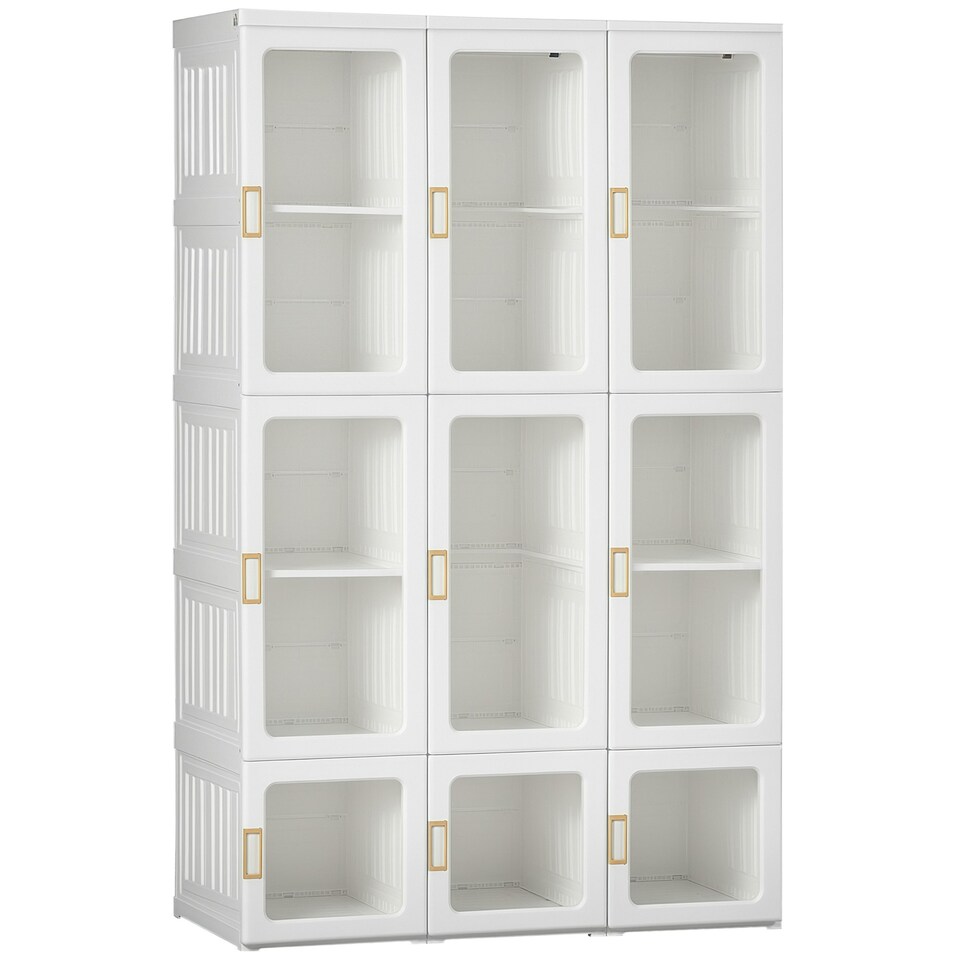 image 1 of HOMCOM Portable Wardrobe, Clothes Organiser with Hanging Rods, White