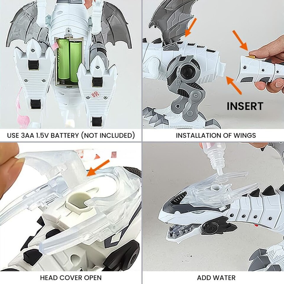 image 1 of Alivio Fire-Breathing Dinosaur Toy with Lights & Sounds (white)