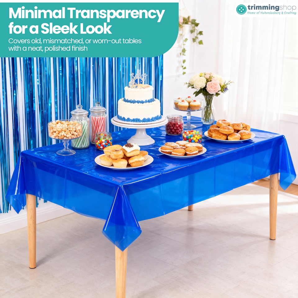 image 1 of Disposable Plastic Table Cover, Table Liner - 54" x 108"