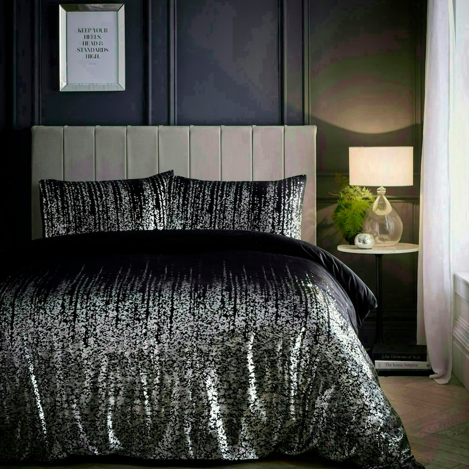 image 1 of Portfolio Home Marseilles Printed Velvet Metallic Duvet Cover Set With Pillow Cases