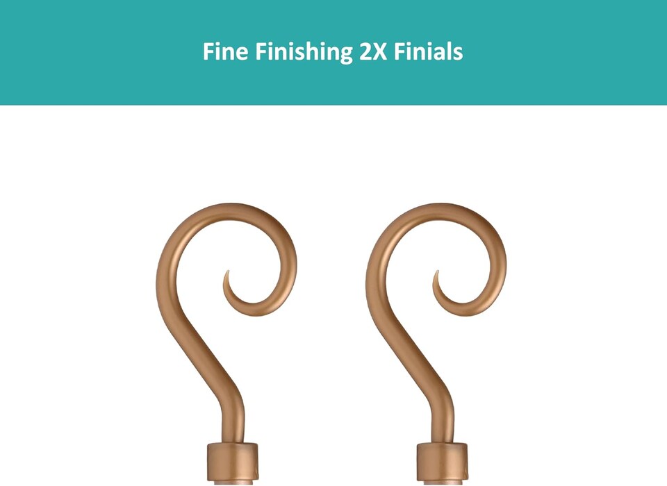 image 1 of 19 mm Extendable Metal Curtain Pole Rods - Bronze (Crook Finials, 210-360 cm)
