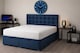 image 1 of Cube Ottoman Blue Plush Velvet 6ft Superking Foot Lift Bed Headboard and Mattress Set