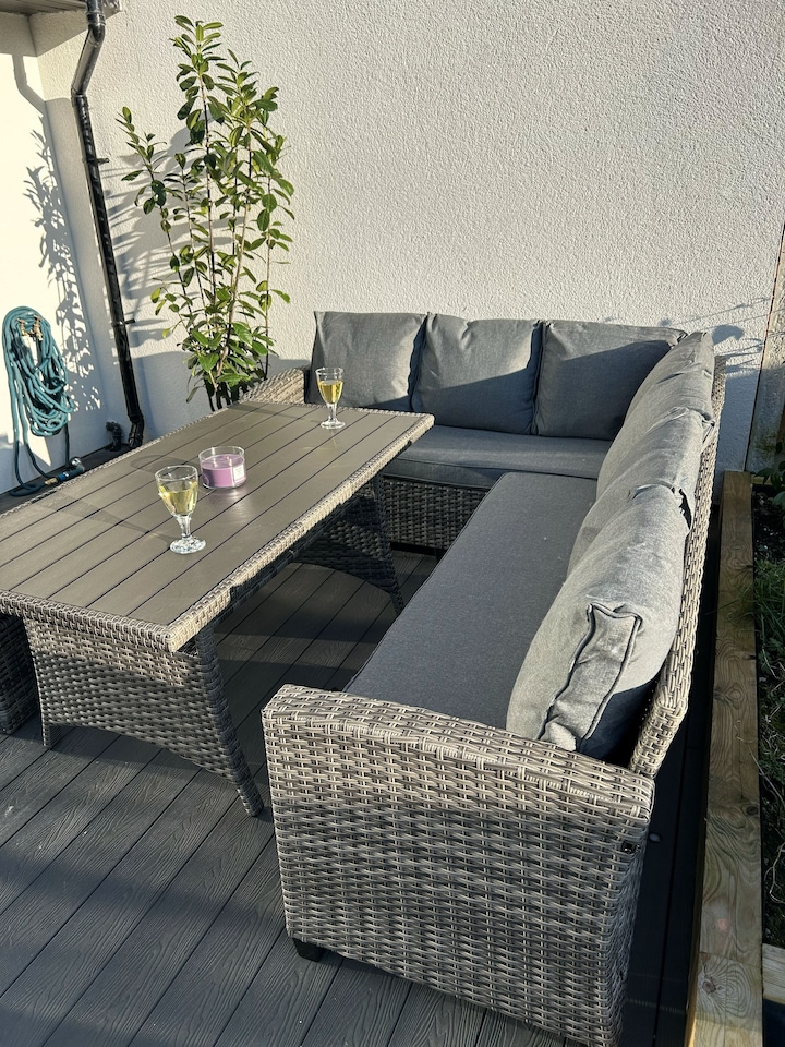 image 1 of York 8 Seat Mixed Grey Rattan Corner Sofa Dining Set