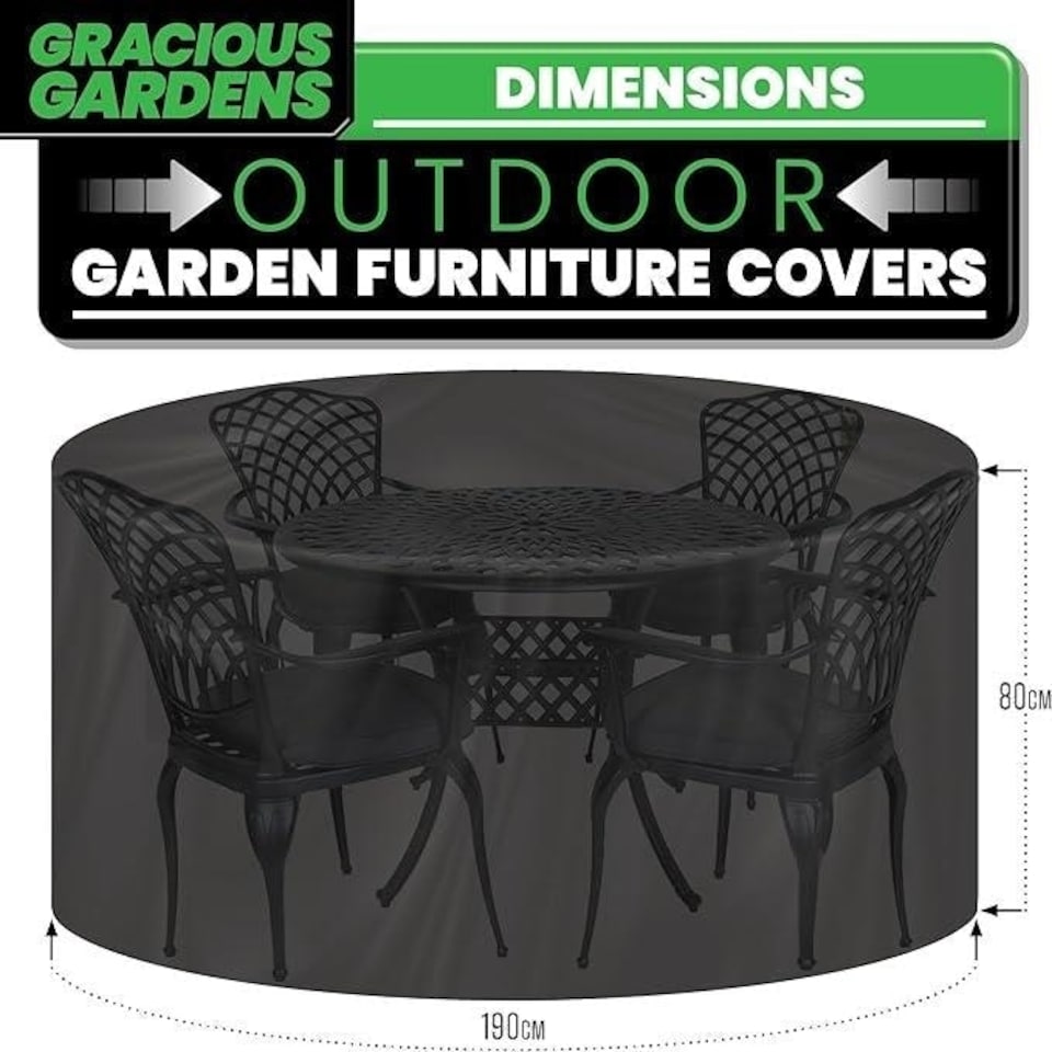 image 1 of Gracious Gardens Round 190x80cm Waterproof Round Furniture Cover | Black | Black | 190x80cm | 1