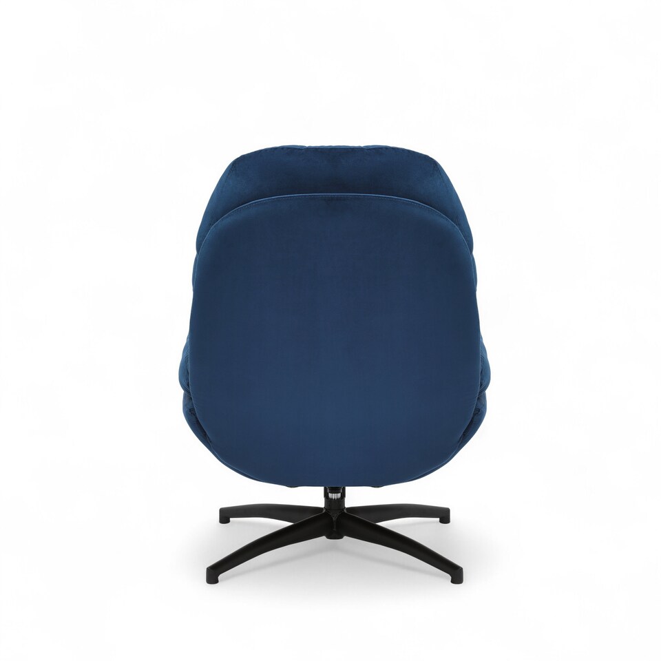 image 1 of Velvet Blue Brenna Swivel Armchair with Footstool