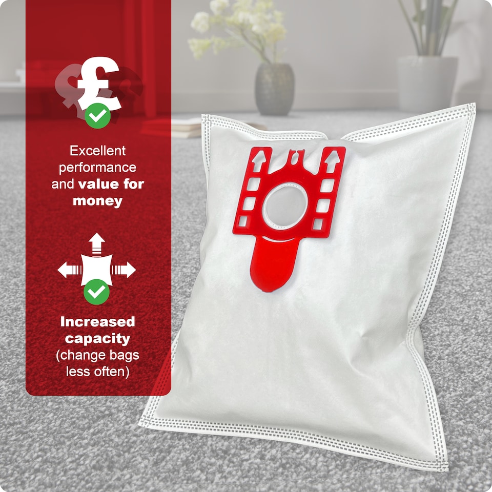 image 1 of SPARES2GO Large Bags for Miele FJM S510 S511 S512 S571 S5211 Vacuum Cleaners (Pack of 12 + Air Filters)