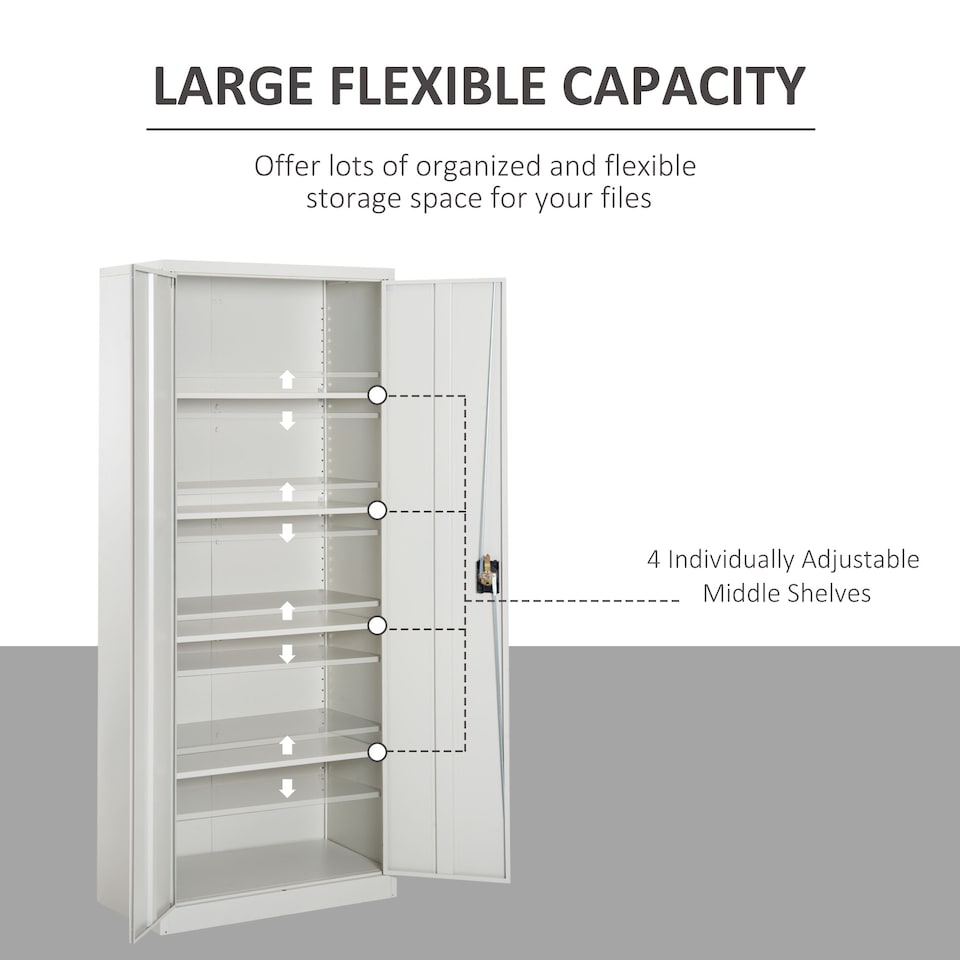 image 1 of Vinsetto Filing Cabinet Storage Office 2 Doors Adjustable Shelf Metal Furniture