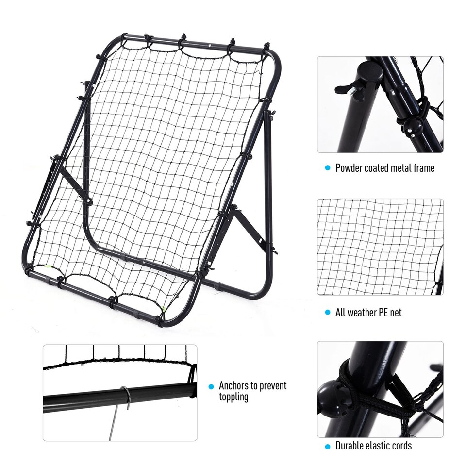 image 1 of HOMCOM Rebounder Net Kids Adults Football Training Aid Adjustable Black