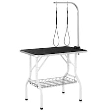 Yaheetech 91 cm Wide Dog Grooming Table with Basket Black