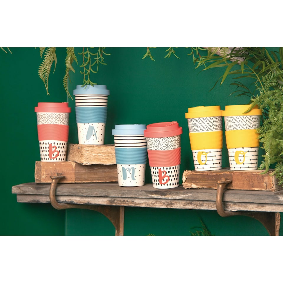 image 1 of KitchenCraft 410ml Bamboo A to Z Letter "O" Reuseable Mug Multi