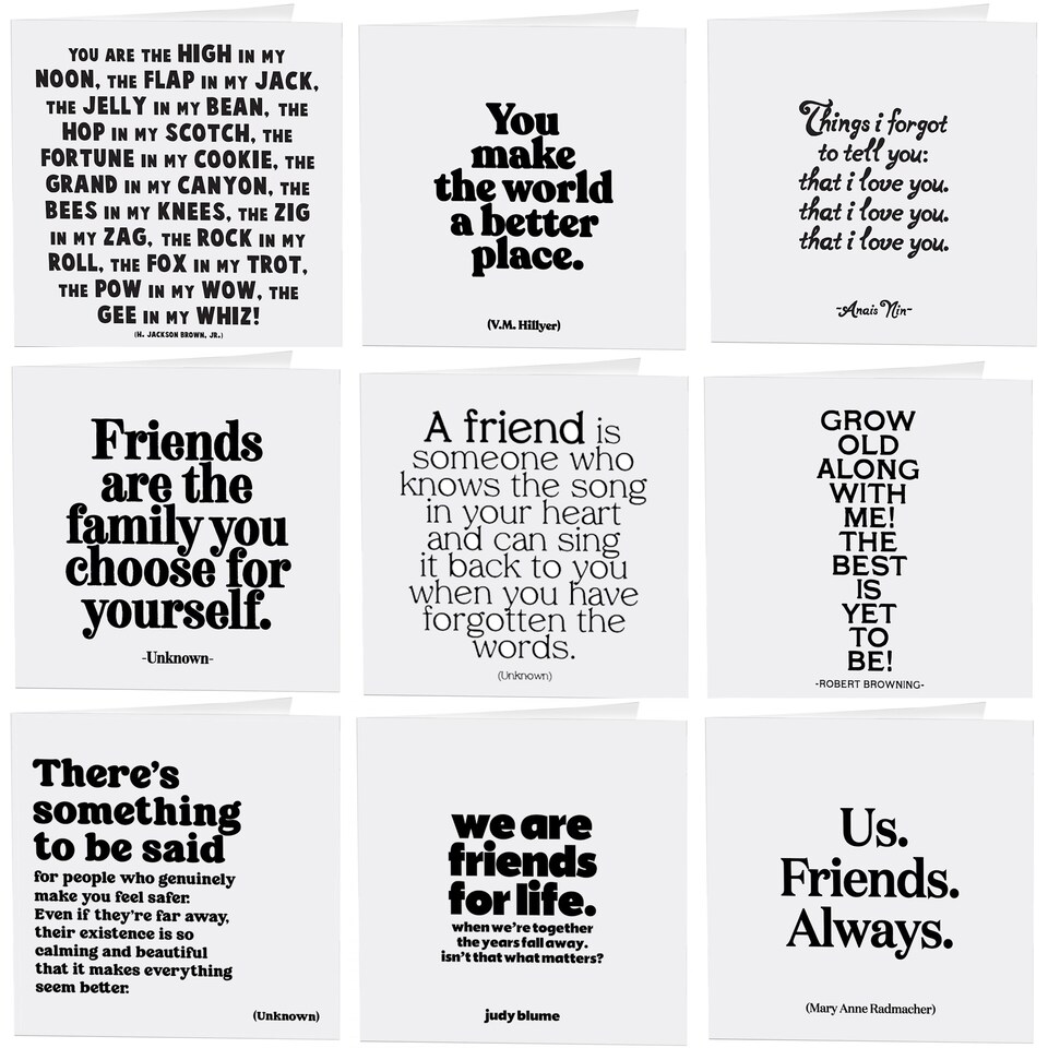 image 1 of Quotable Friendship Quotes Greetings Cards 9 Multipack Assorted