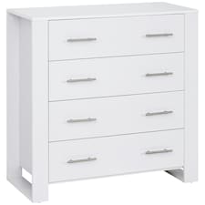 HOMCOM Chest Of 4 Drawers Home Storage Clothes Cabinet Metal Handles Base White
