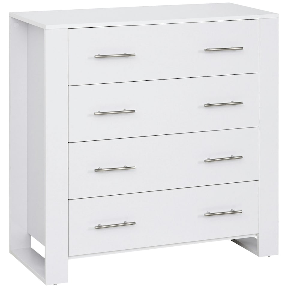 image 1 of HOMCOM Chest Of 4 Drawers Home Storage Clothes Cabinet Metal Handles Base White