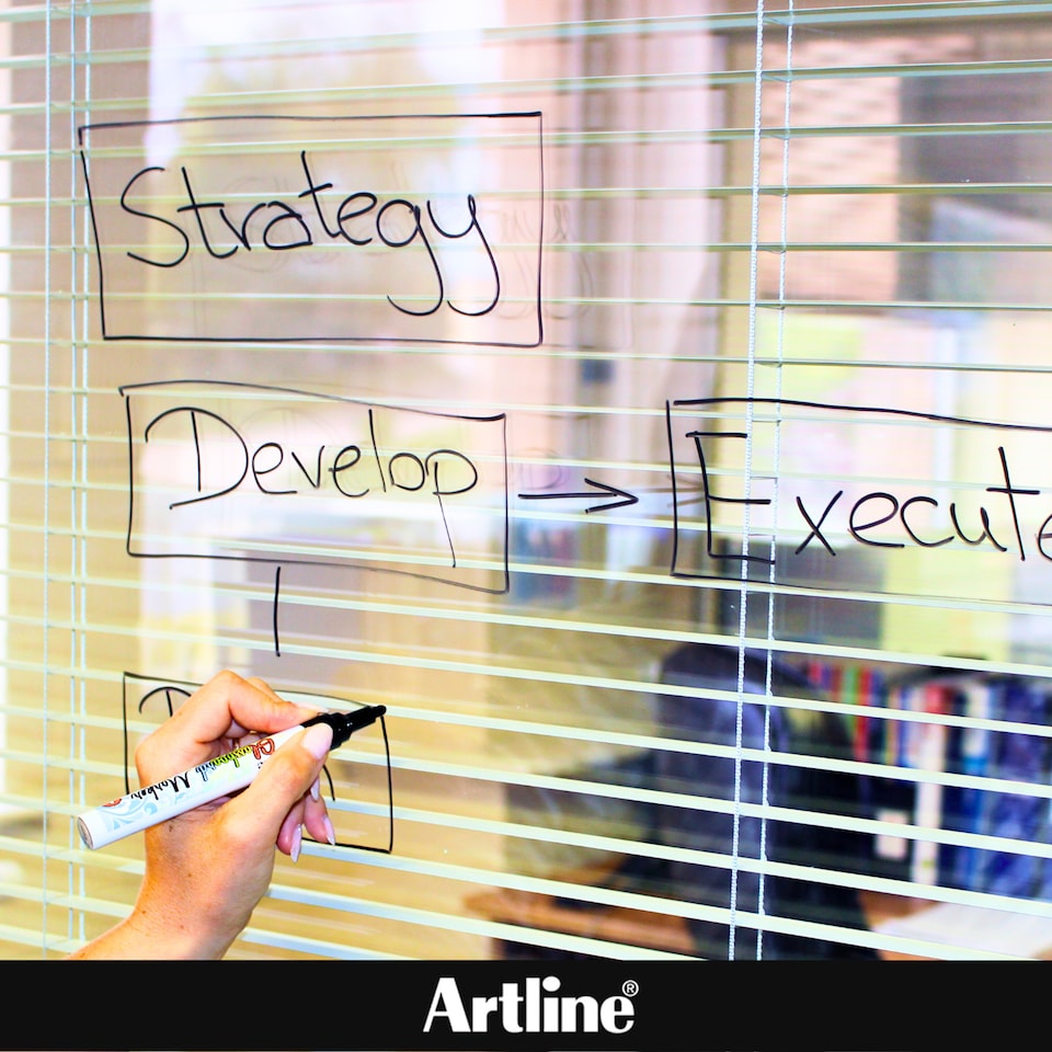 image 1 of Artline Glassboard Markers Black & White 4Pack