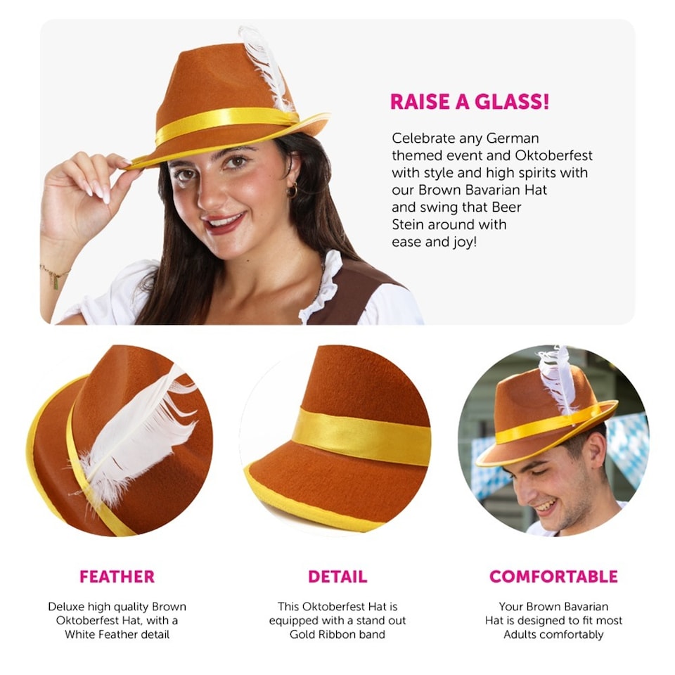 image 1 of Brown Bavarian Hat | Brown | 24