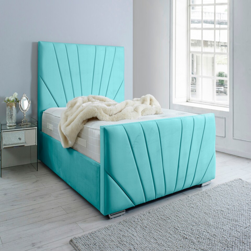 Marco Plush King Bed Frame - Teal