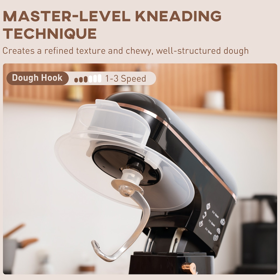 image 1 of HOMCOM Stand Mixer, 5L Food Mixer for Baking, 6 Speeds and Pulse Setting, 1400W Cake Electric Kitchen Mixer with Dough Hook, Whisk, Stainless Steel Bowl, Splash Guard, Beater, Black