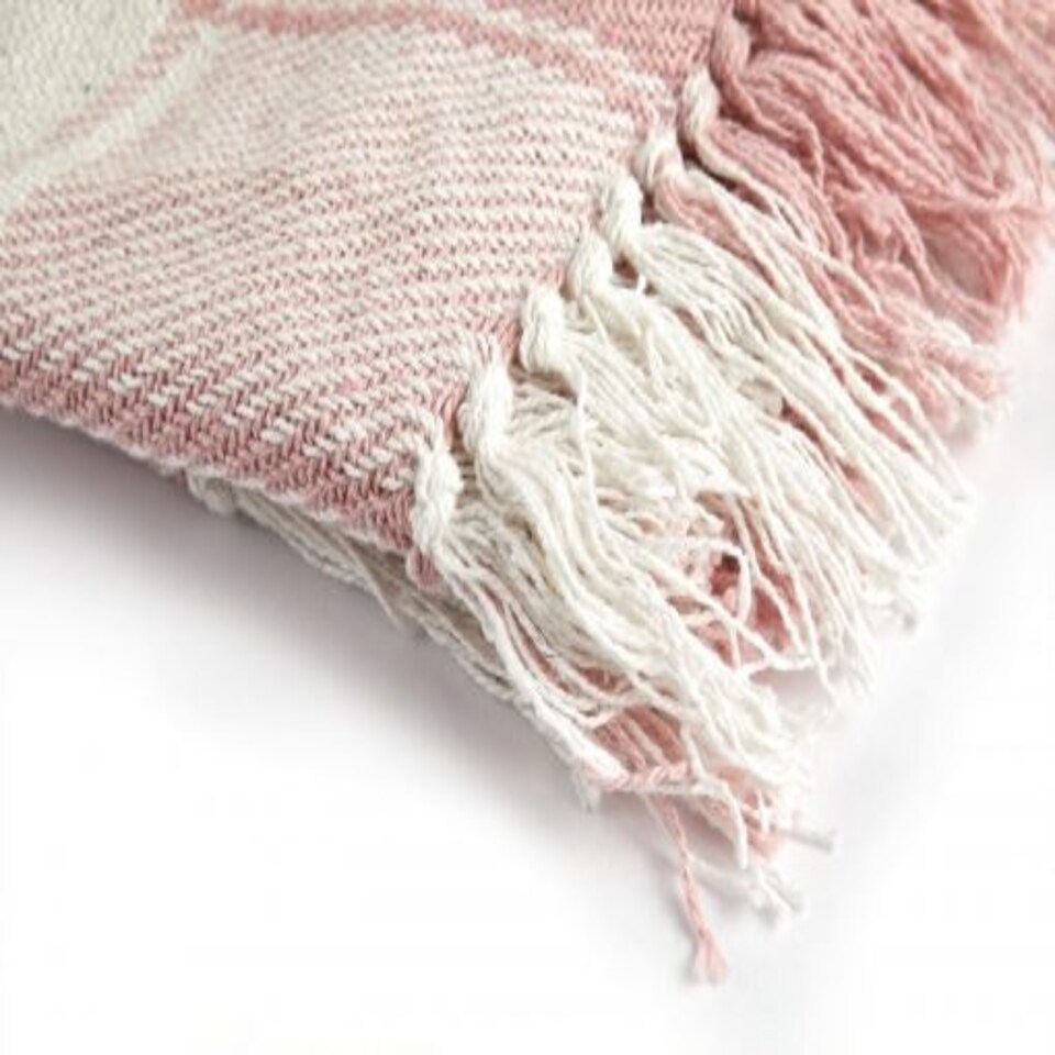 image 1 of Comfy Check Collection Recycled Cotton Throw in Blush Pink (90" x 100") Pink | Pink