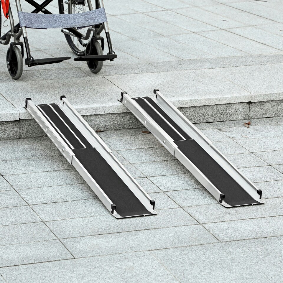 image 1 of HOMCOM Aluminium Telescopic Wheelchair Ramps 122cm 270kg Folding