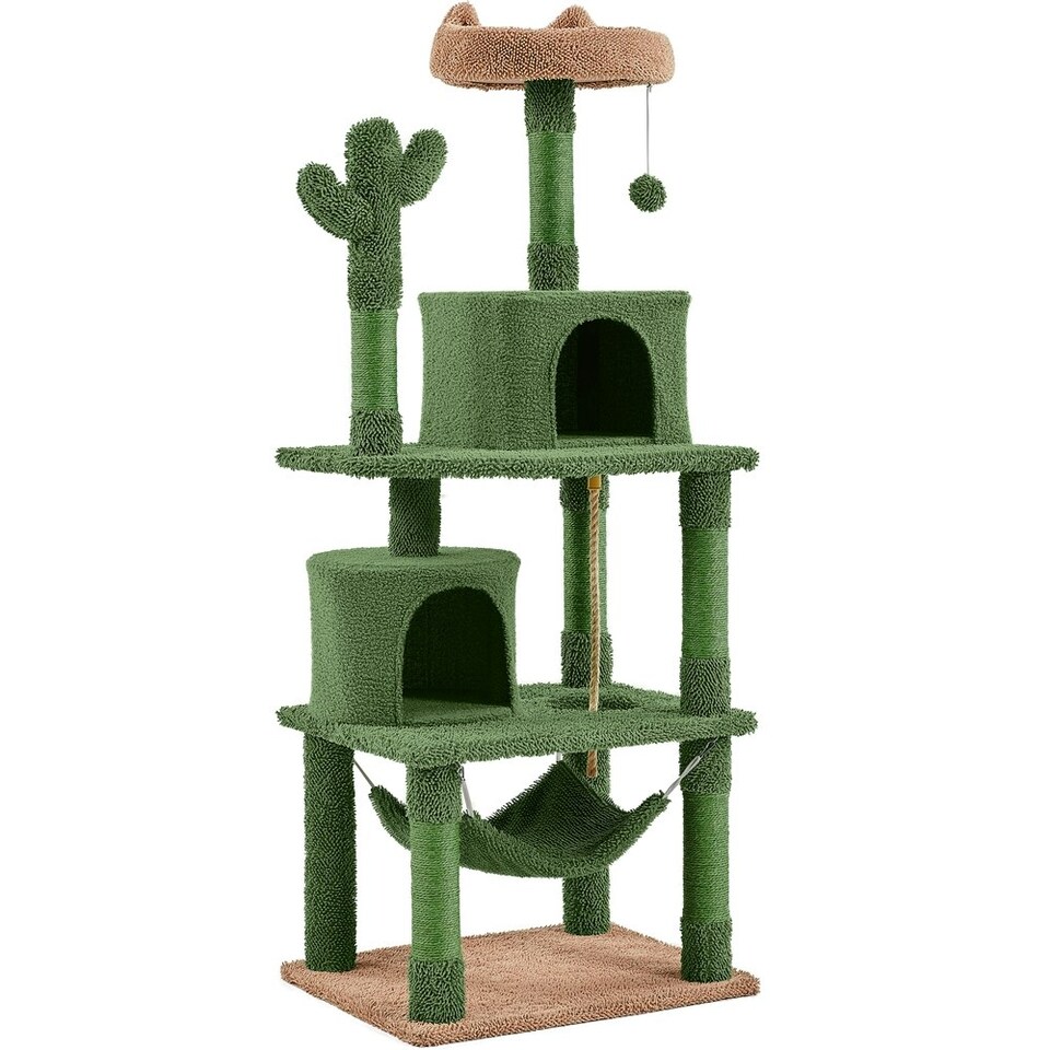 image 1 of Yaheetech Cactus-Designed Cat Tree with Natural Sisal Green/Brown