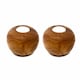 image 1 of Verano Spanish Ceramics Olive Wood Set of 2 Rustic Tea Light Balls - 8.5cm Brown