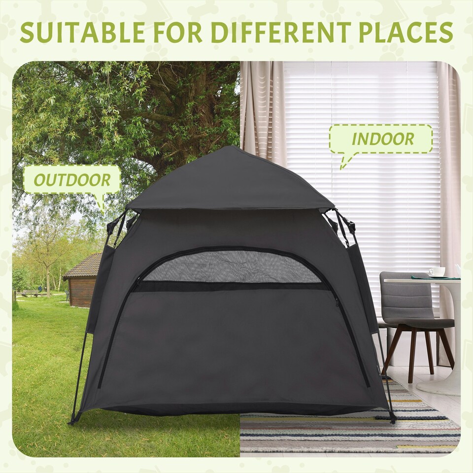 image 1 of PawHut Foldable Dog Cat Tent with Water-Resistant Oxford Cloth, Carry Bag