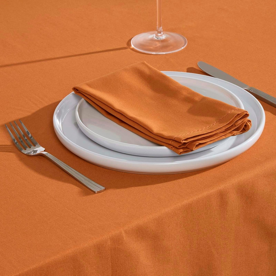 image 1 of Homescapes Burnt Orange Cotton Square Tablecloth - 137 x 137 cm Orange