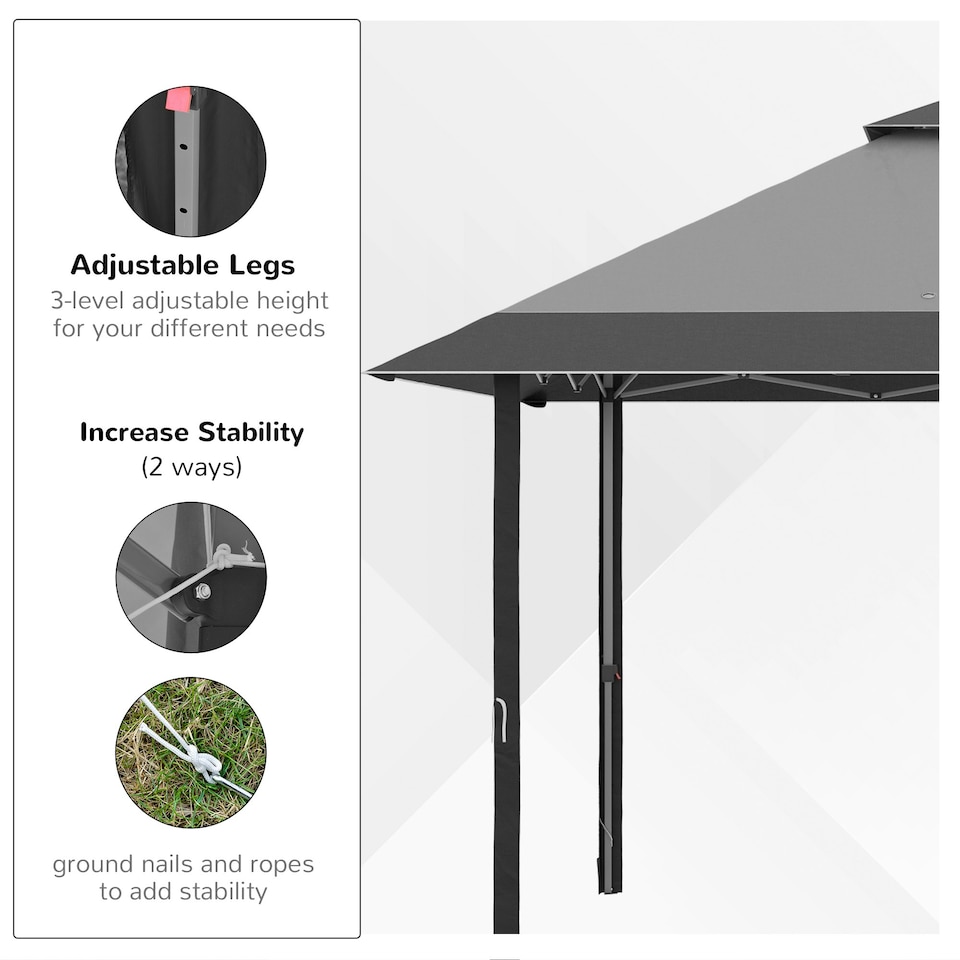 image 1 of Outsunny 4m x 4m Outdoor Pop-Up Canopy Gazebo Adjustable Legs Bag