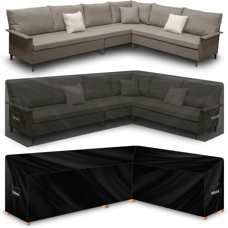 image 1 of Futura V Shape 260x210x80cm Waterproof Garden Furniture Cover 420D Black | 260x210x80cm