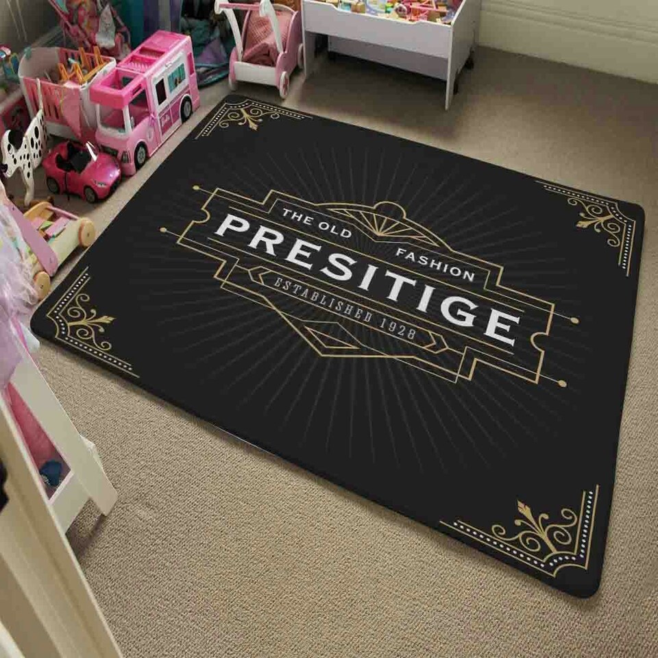 image 1 of Art Deco Old Fashioned Prestige (Rug) Black | Large: 140x200cm
