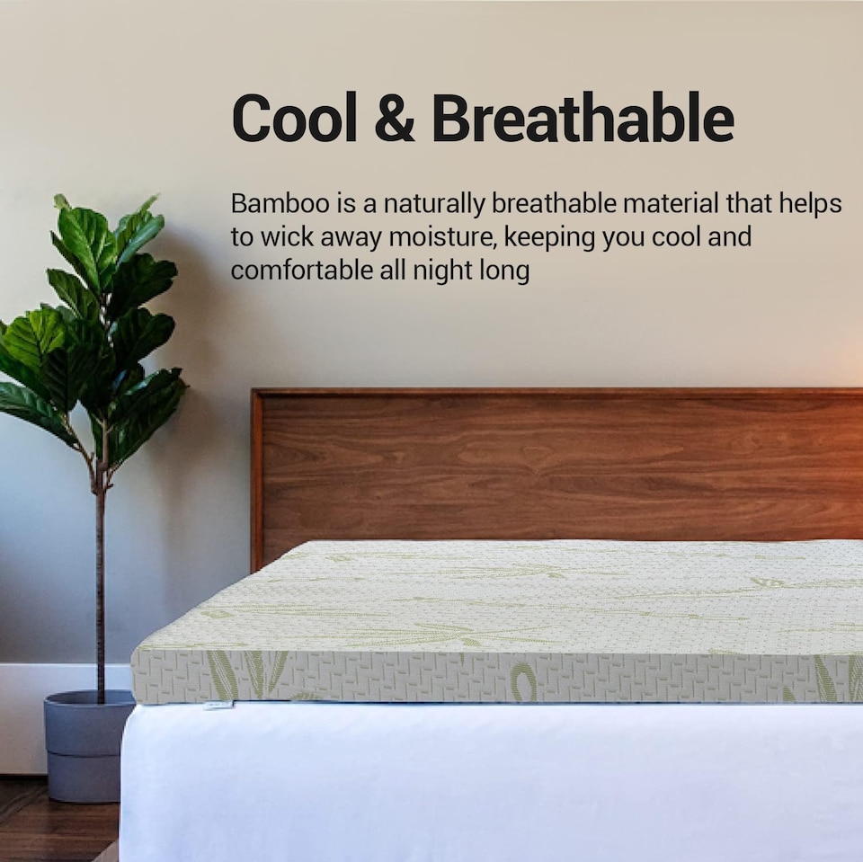image 1 of Bamboo Memory Foam Mattress Topper I Cooling, Supportive & Hypoallergenic Bed Topper 2" (5cm) (150 x 200 x 5)