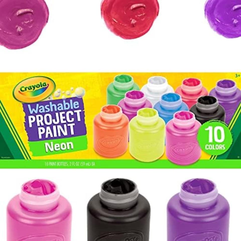 image 1 of Crayola Washable Neon Kids Paint Set 10 Colours