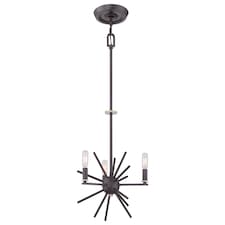 Carnegie 3 Light Ceiling Pendant Western Bronze Finish, E14