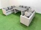 image 1 of Fimous 8 Seater Wicker PE Rattan Furniture Outdoor Dining Table 3 Seater Sofa Armchair Set with Side Table Light Grey