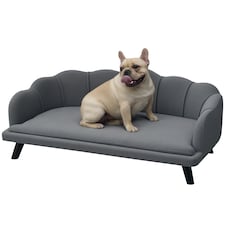 PawHut Dog Sofa, Pet Couch Bed for Medium, Large Dogs w/ Legs, Cushion - Grey