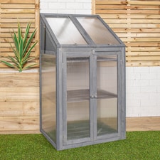 Samuel Alexander Wooden Mini Greenhouse Cold Frame - Small Greenhouse Grey H120 x W69 x D49cm