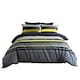 image 1 of Duvet Cover And Pillowcase Set Red Black Stripe Design Polycotton Bed Linen | Black | Single