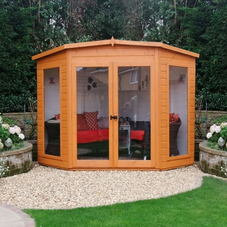 image 1 of Barclay Shiplap Summerhouse Garden Sun Room Approx 7 x 7 Feet Brown