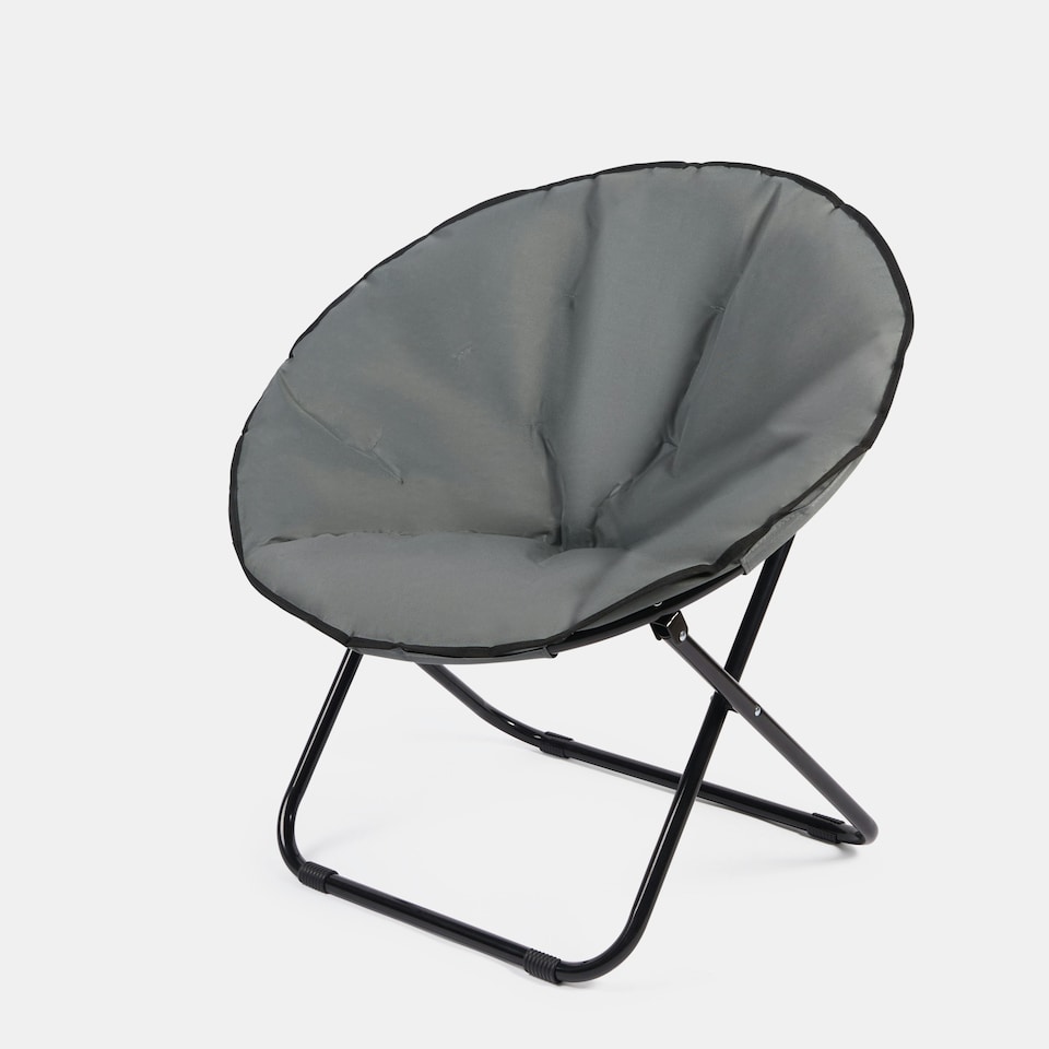 image 1 of OHS Plain Dyed Portable Lightweight Folding Soft Plush Padded Outdoor Garden Travel Camping Moon Chair Grey | Charcoal