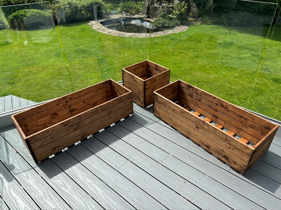 image 1 of Berwick Corner Wooden Planter Set - Fully Assembled