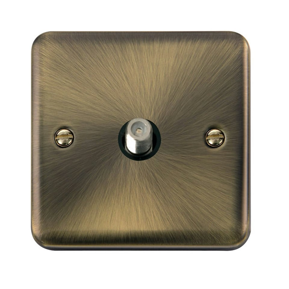 SE HOME Curved Antique Brass Satellite Socket 1 Gang Brown | Brass