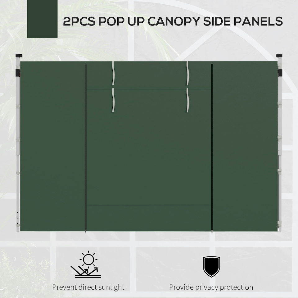image 1 of Outsunny 3x3(m) or 3x6m Pop Up Gazebo Side Panels Replacement, 2 Pack, Green